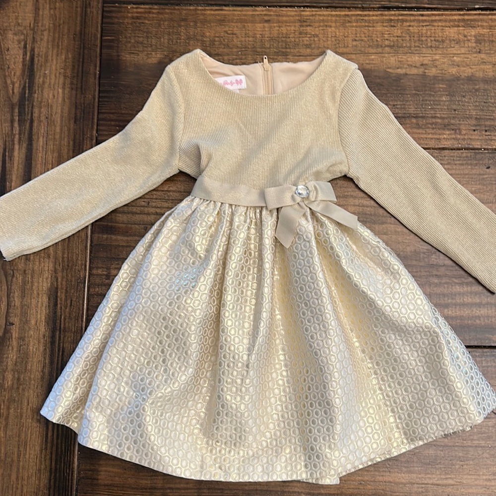 Gold and cream toddler dress